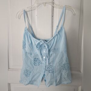 Light Blue Button-Up Tank Top